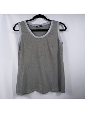 SHEILAY Women’s Small Gray Sleeveless Tank Top Silver Metallic Trim